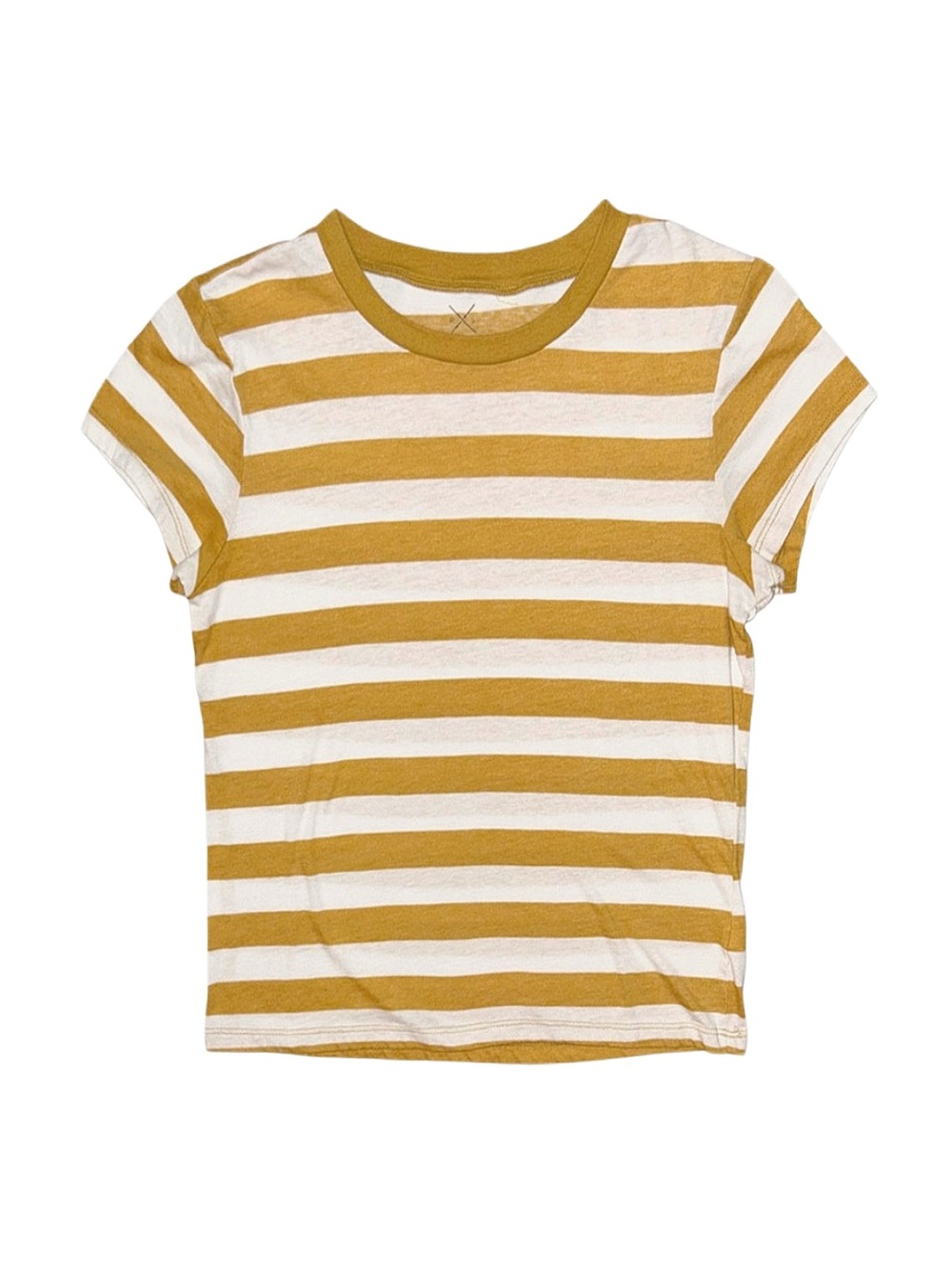 PACSUN Women's Yellow Striped Short Sleeve Shirt Small